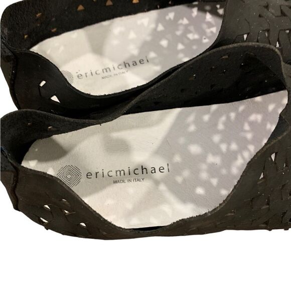 Eric Michael Inez Black Perforated Leather Slip On Made in Italy Sz 39 - Picture 8 of 10